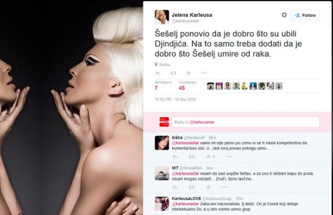 Karleuša: Dobro je što Šešelj umire od raka!