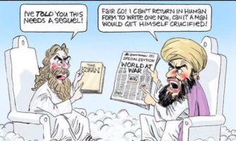Nova karikatura: Muhamed diskutuje sa Isusom