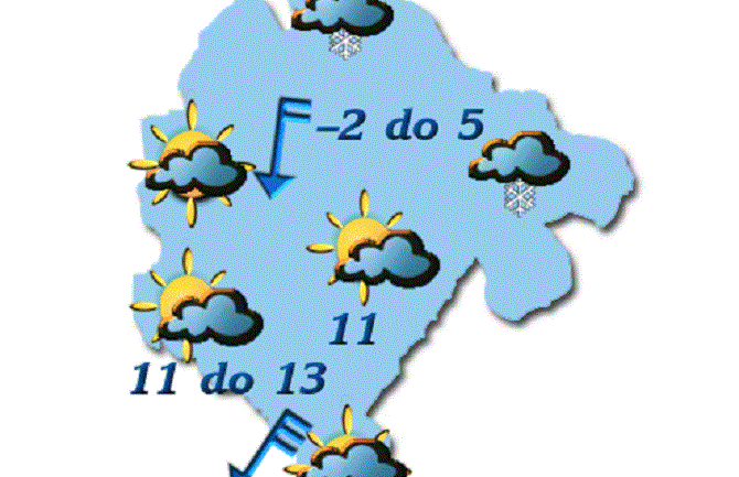 Danas na jugu suvo, na sjeveru slab snijeg