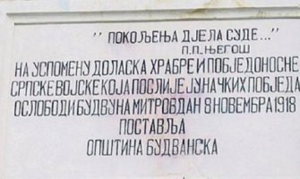 Rađenović: Insistiramo na uklanjanju spomen-ploče u Budvi