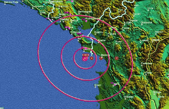 Zemljotres kod Ulcinja