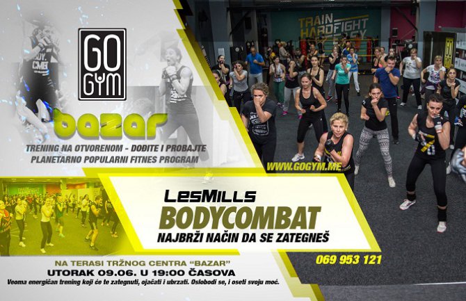 Na terasi tržnog centra Bazar GO GYM organizuje energičan trening