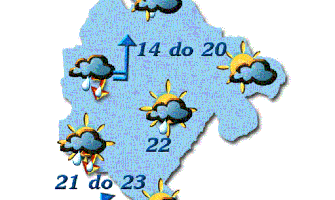 Umjereno do potupno oblačno, mogući pljuskovi i grmljavina