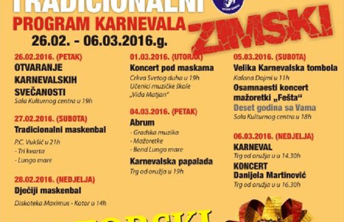 Zimski kotorski Karneval počinje u petak