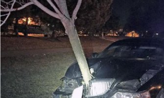 Žena udarila u drvo pa nastavila da vozi sa stablom od 4, 5 m (Video)