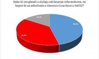 Članstvo Crne Gore u NATO podržava 46,6 % građana, protiv je 38,8%