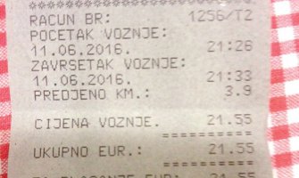 Taksisti u Budvi naplaćuju 21,5 euro za vožnju od četiri kilometra