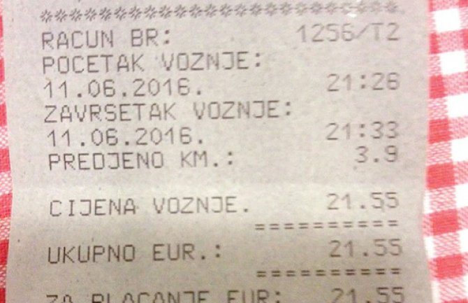 Taksisti u Budvi naplaćuju 21,5 euro za vožnju od četiri kilometra