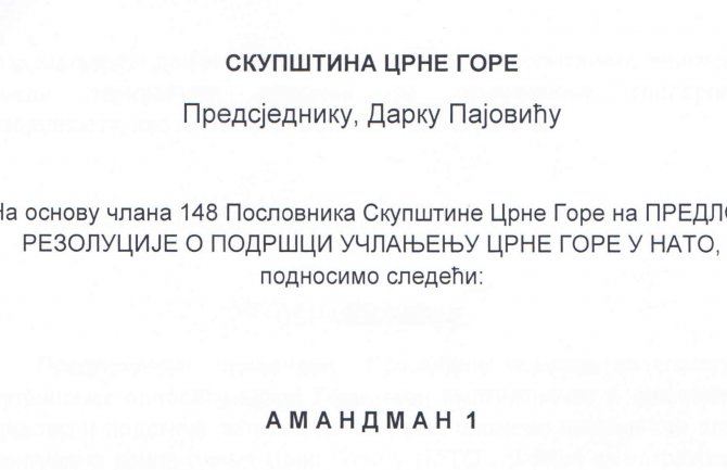 Podnijeli amandmane na Predlog Rezolucije o podršci učlanjenju u NATO