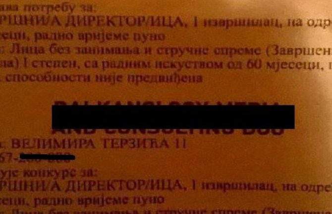 Oglas za posao nudi neskvakidašnja priliku: Traži se direktor škole sa završenom osnovnom školom