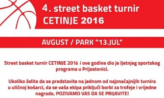 Street basket turnir od 26.do 28. avgusta na Cetinju