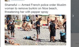 Policija natjerala ženu da skine burkini na plaži u Nici