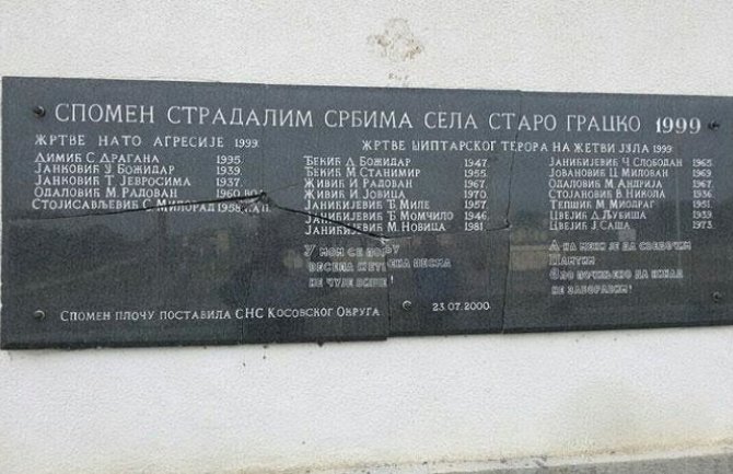 Polomljena spomen ploča stradalim Srbima 