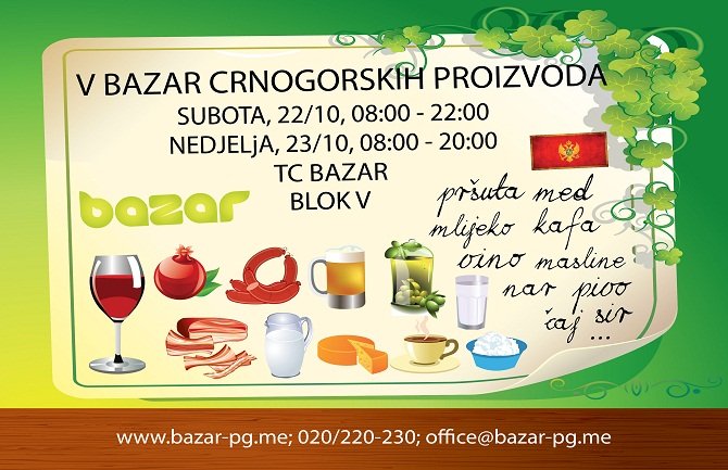 V Bazar crnogorskih proizvoda u Bazaru