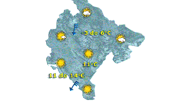 Oblačno na sjeveru, do 14 stepeni