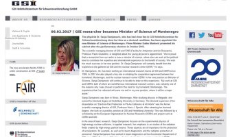 GSI Helmholtz institut iz Njemačke objavio članak o ministarki Sanji Damjanović