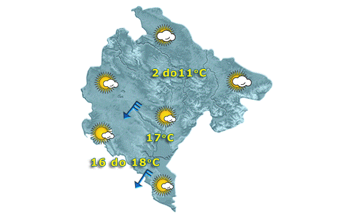 Sunčano na jugu, na sjeveru oblačno, do 18 stepeni
