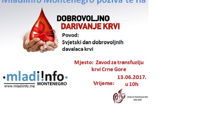 Akcija davanja krvi 13. juna u Podgorici