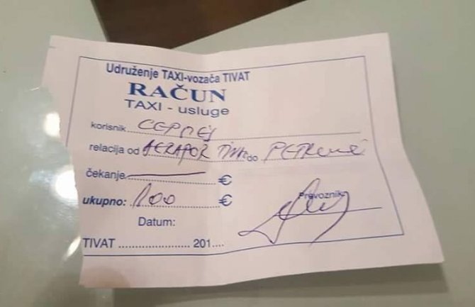 Taksijem od od tivatskog aerodroma do Petrovca za 100 eura!