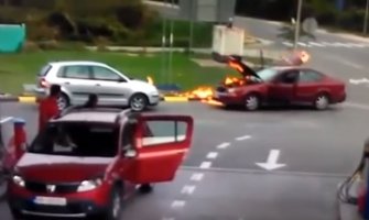 H.Novi: Zapalio se dok je popravljao auto, radnik spriječio tragediju (VIDEO)