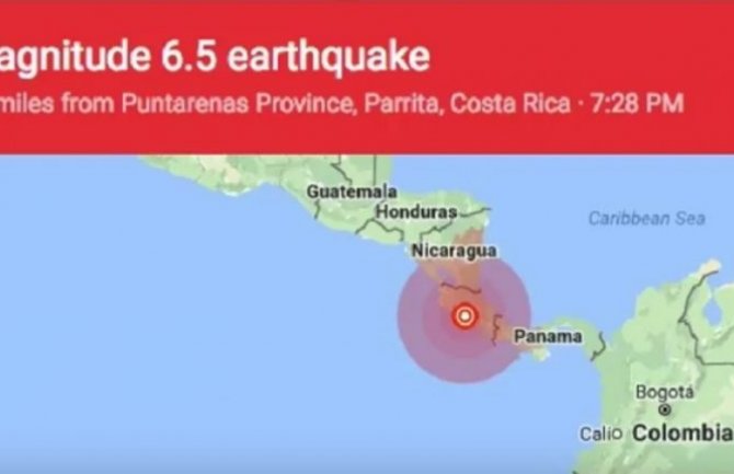 Zemljotres magnitude 6,5 pogodio Kostariku