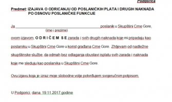 Demokrate DPS-u: Da li prihvatate da se svi zajedno odreknemo svih poslaničkih plata?