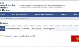 Objavljeno članstvo Crne Gore u Međunarodnom birou za tegove i mjere