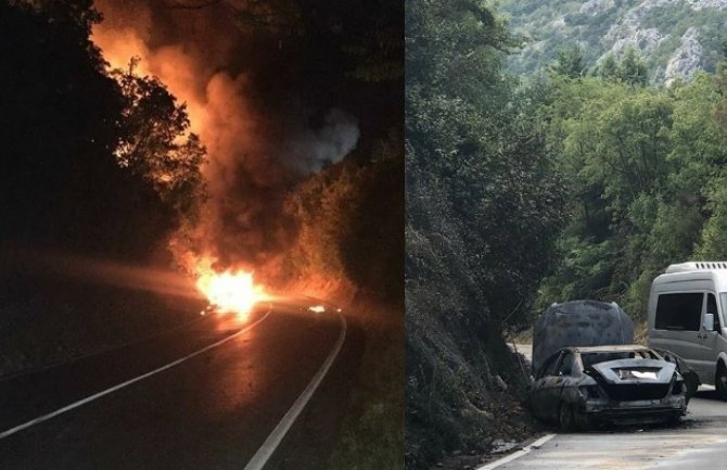 Čanj: U požaru izgorio automobil, vatra prijetila kućama iznad magistrale