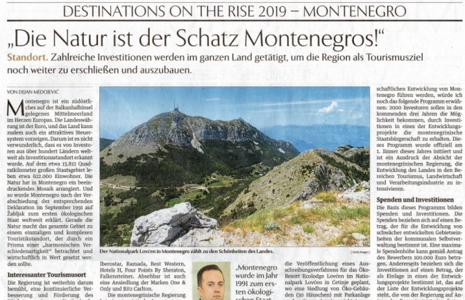 Specijalni dodatak o Crnoj Gori u bečkom Die Presseu