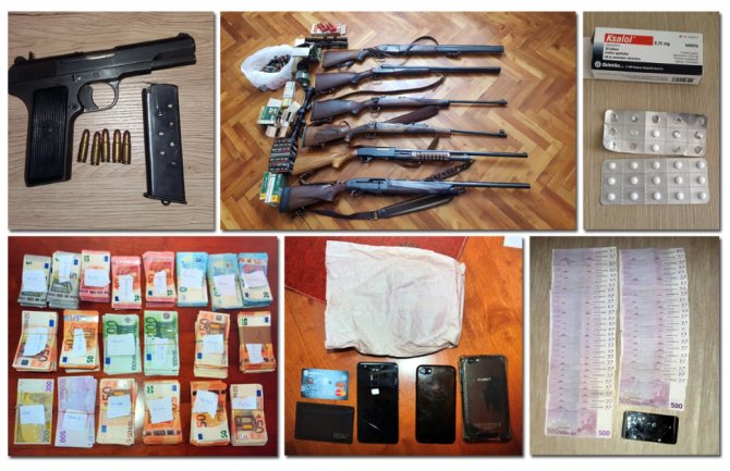 U Podgorici, Bijelom Polju i na Cetinju oduzeto 9 komada vatrenog oružja, municija, novac i droga