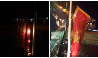 Budva: Nepoznati počinioci zapalili crnogorsku zastavu