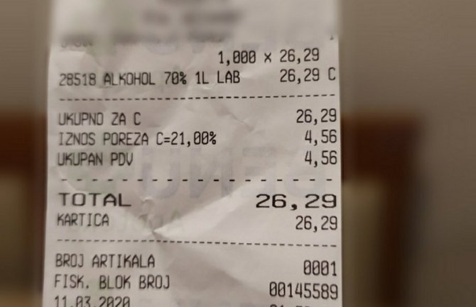 Drastično podignute cijene medicinskog alkohola, sa 13 na 28 eura