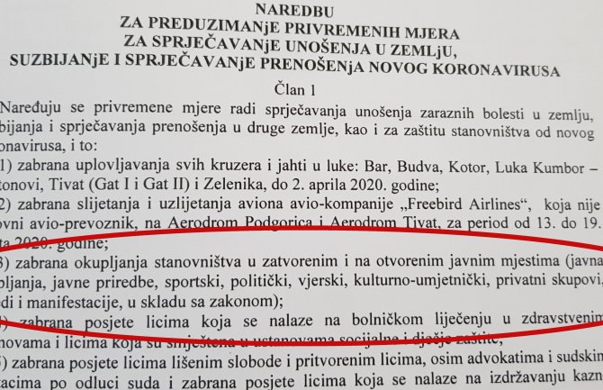 Spriječiće se sva okupljanja građana, kao i ona u organizaciji sveštenih lica