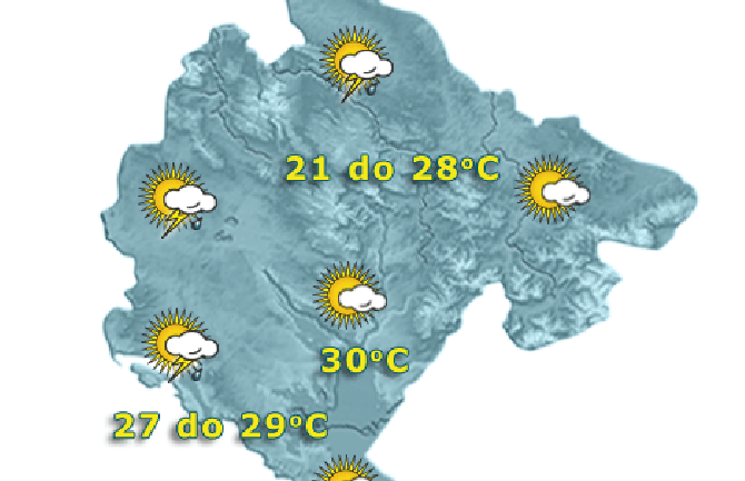 Sjutra promjenljivo oblačno, tokom noći kiša, do 30 stepeni