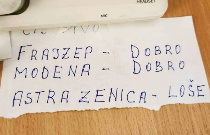 Nakon vijesti deda napravio recenziju vakcine: Fajzer i Mode(r)na - dobre, AstraZeneka loša