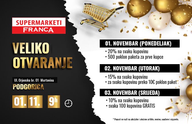 Još jedan supermarket Franca u Podgorici 