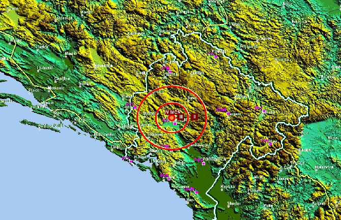 Slabiji zemljotres kod Nikšića