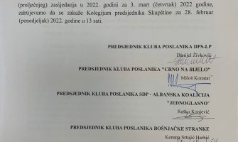 Klub poslanika DPS-LP: Bulajić prekršio Poslovnik i nije zakazao Kolegijum, nastavak opstrukcije antisistemskih političkih subjekata