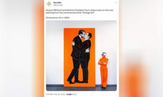 Prištinska umjetnica podigla buru kontraverznim radom: Vučić i Kurti se ljube u usta