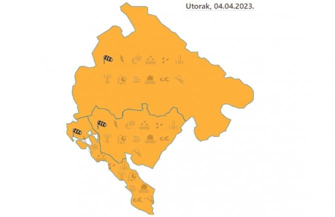 Narandžasti meteoalarm: Vjetar olujne jačine, na sjeveru snijeg