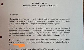 Vučković još u julu od Rakonjca tražila pojačanu bezbjednost za zgradu Suda