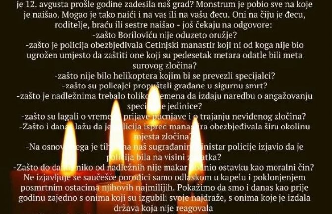 “Prekinimo 13 mjeseci dugi minut ćutanja Vlade o tragediji“