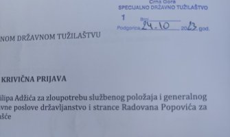 Još jedna krivična prijava protiv Adžića i Popovića: I sa ulice može da se rukovodi MUP-om