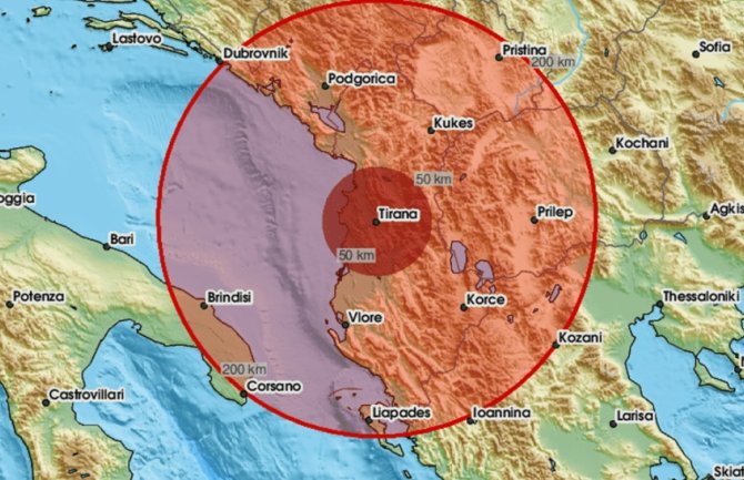 Dva zemljotresa u Albaniji nedaleko od Tirane