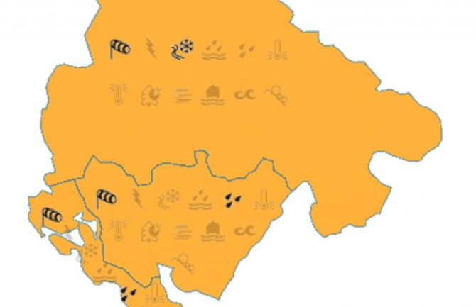 Sjutra na snazi narandžasti meteoalarm: Najavljeni pljuskovi i snijeg