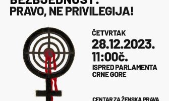 Sjutra protest ispred Skupštine: Bezbjednost je pravo, ne privilegija