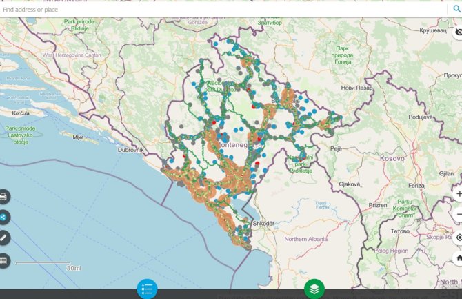 Pogledajte prvu mapu najrizičnijih dionica i raskrsnica u Crnoj Gori