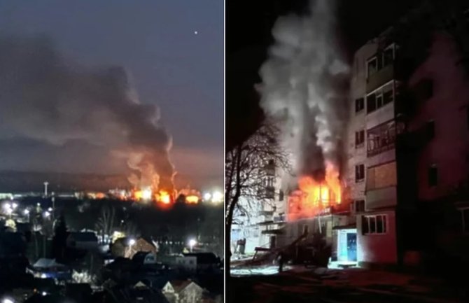 Odjekivale eksplozije Rusijom i Ukrajinom: U plamenu rafinerije nafte i stambena zgrada