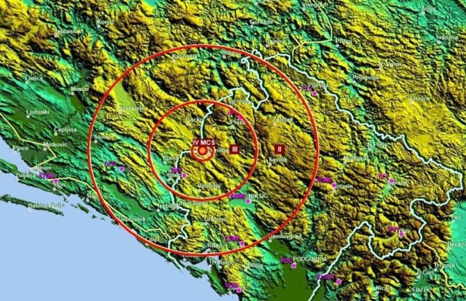 Manji zemljotres u blizini sela Čarađe
