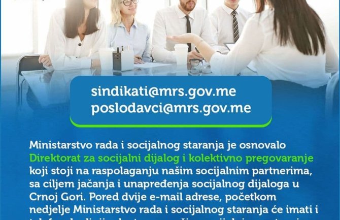 Ministarstvo rada i socijalnog staranja osnovalo direktorat za socijalni dijalog i kolektivno pregovaranje